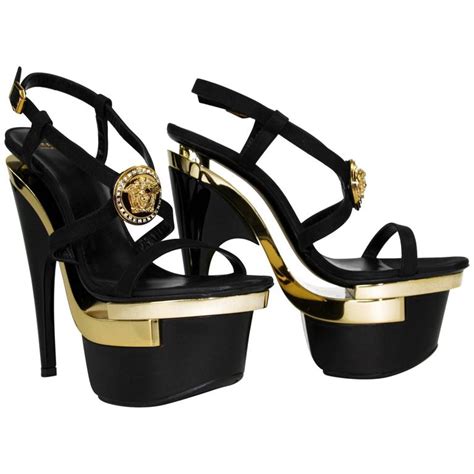 versace black and gold heels|versace platform heels sale.